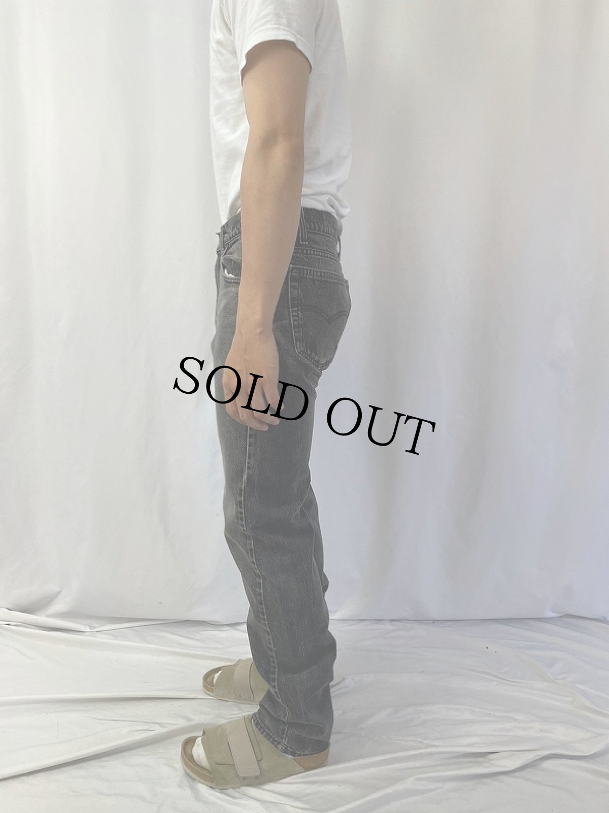 画像3: 90's Levi's 505 USA製 "サルファブラック" ブラックデニムパンツ W31 (3)