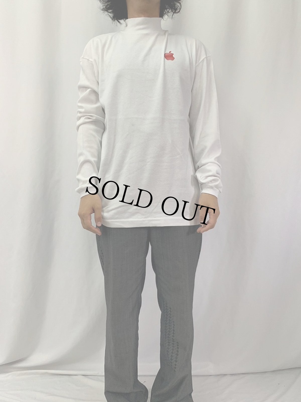 画像3: 【SALE】 Apple USA製 ロゴプリント モックネックロンT L (3)