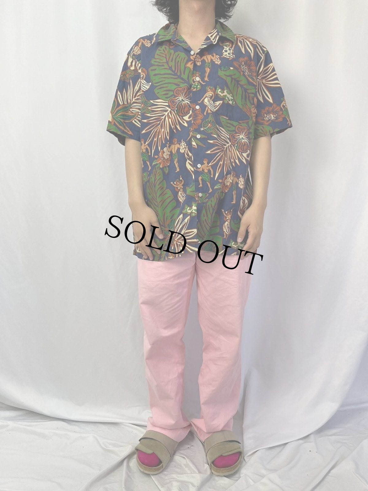 画像2: POLO Ralph Lauren "CLAYTON" オールオーバーパターン コットンアロハシャツ L (2)