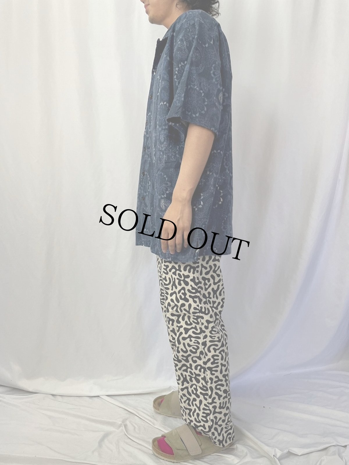 画像3: POLO Ralph Lauren "CALDWELL" 花柄 リネン×コットン オープンカラーシャツ XL (3)