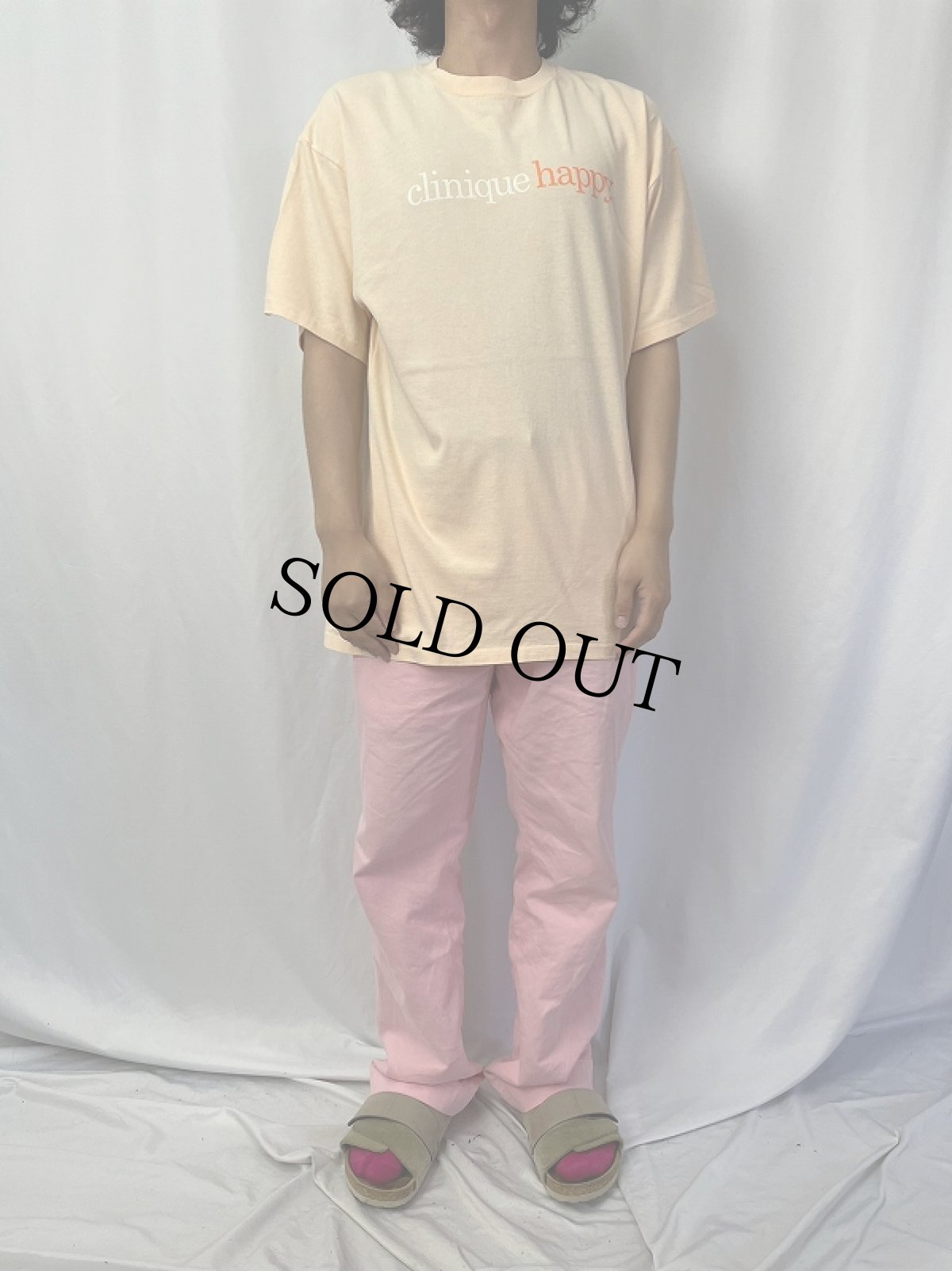 画像2: 90's CLINIQUE USA製 "clinique happy" スキンケアメーカー プリントTシャツ XL (2)