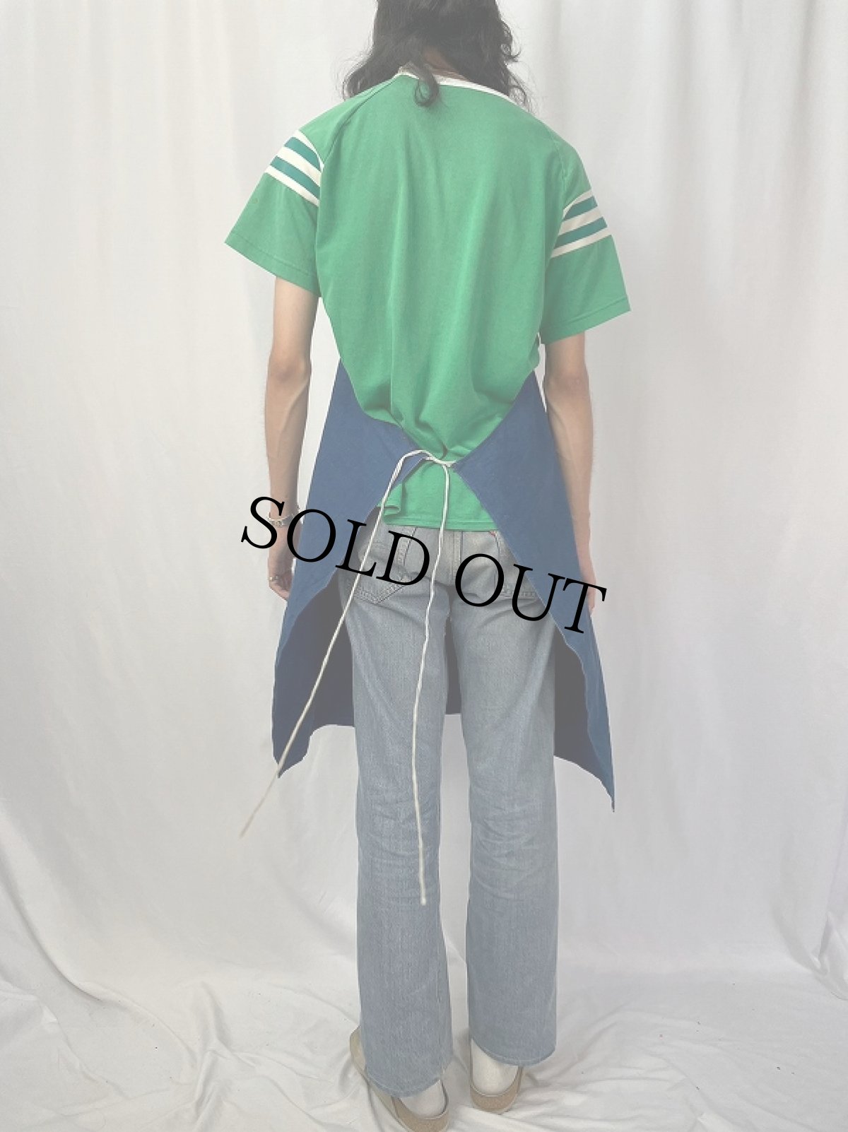 画像4: VINTAGE フランスインディゴリネン エプロン (4)