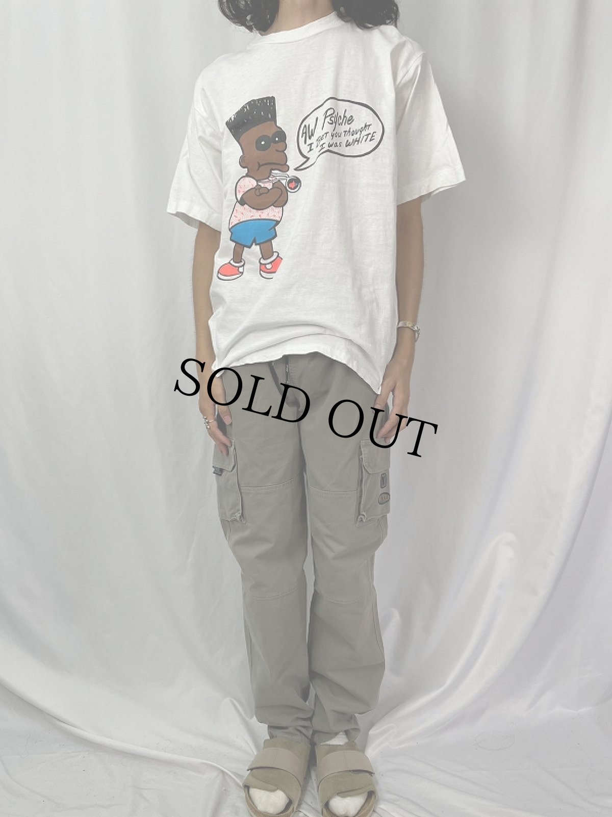 画像2: 90's THE SIMPSONS "AW Psyche..." パロディプリントTシャツ XL (2)