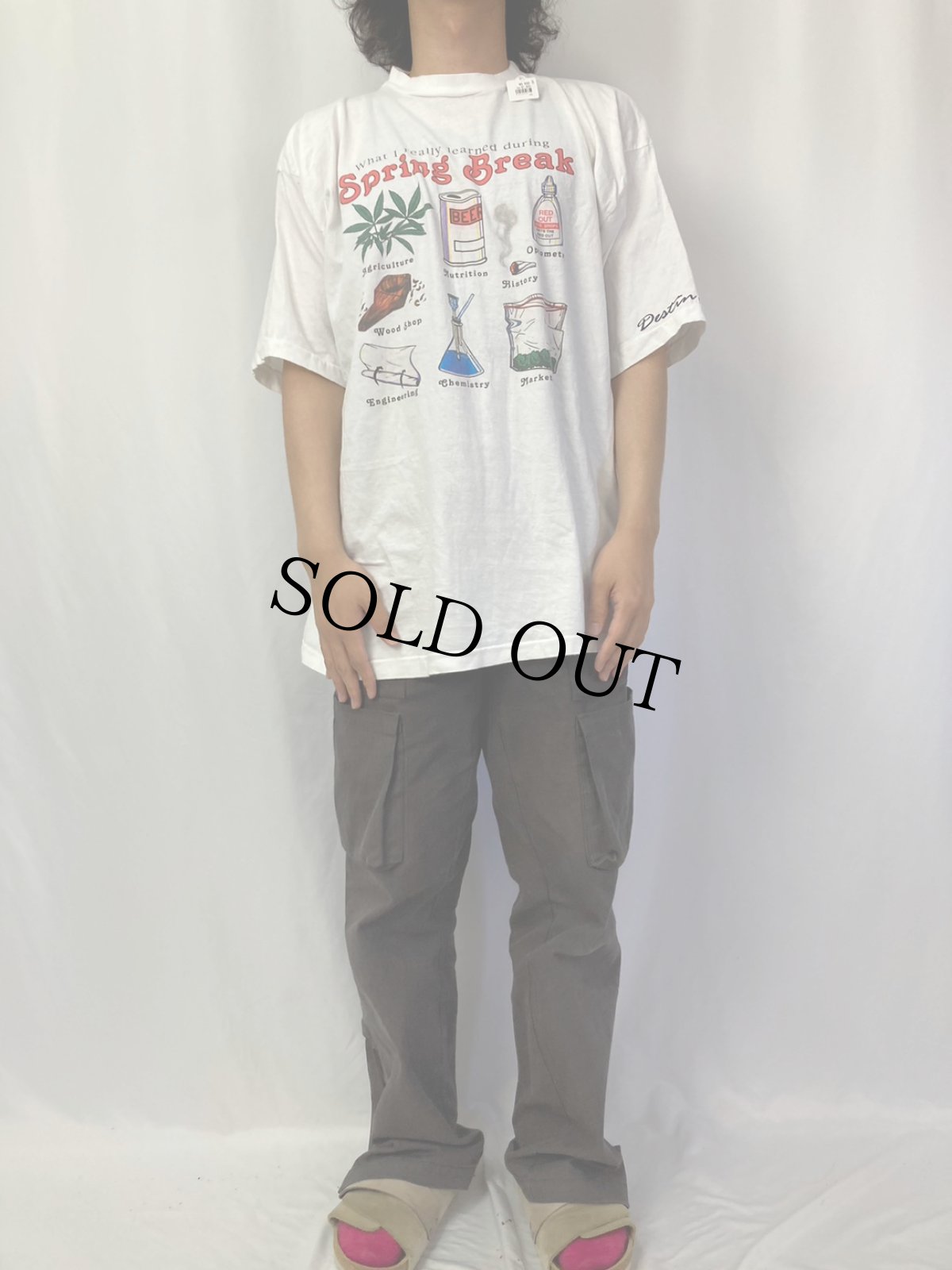 画像2: 90's "Spring Break" ガンジャプリントTシャツ XL (2)