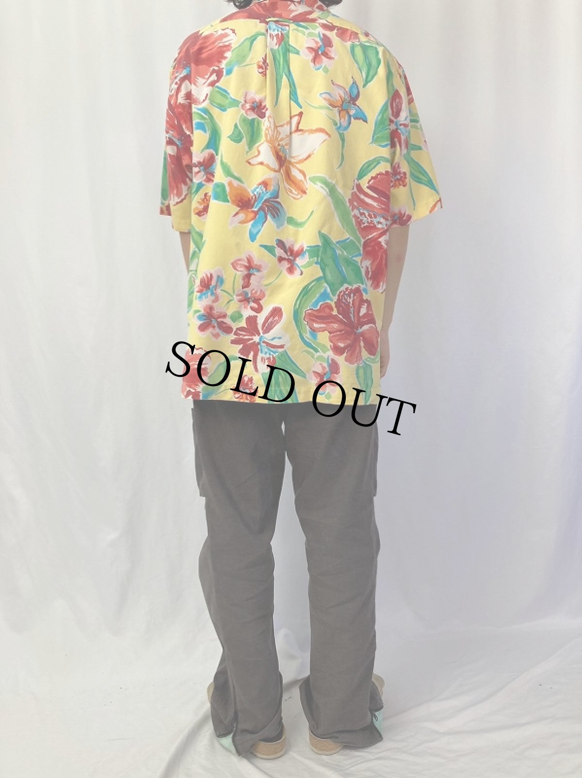 画像4: POLO Ralph Lauren "CALDWELL" ハイビスカス柄 シルク×コットン アロハシャツ L (4)