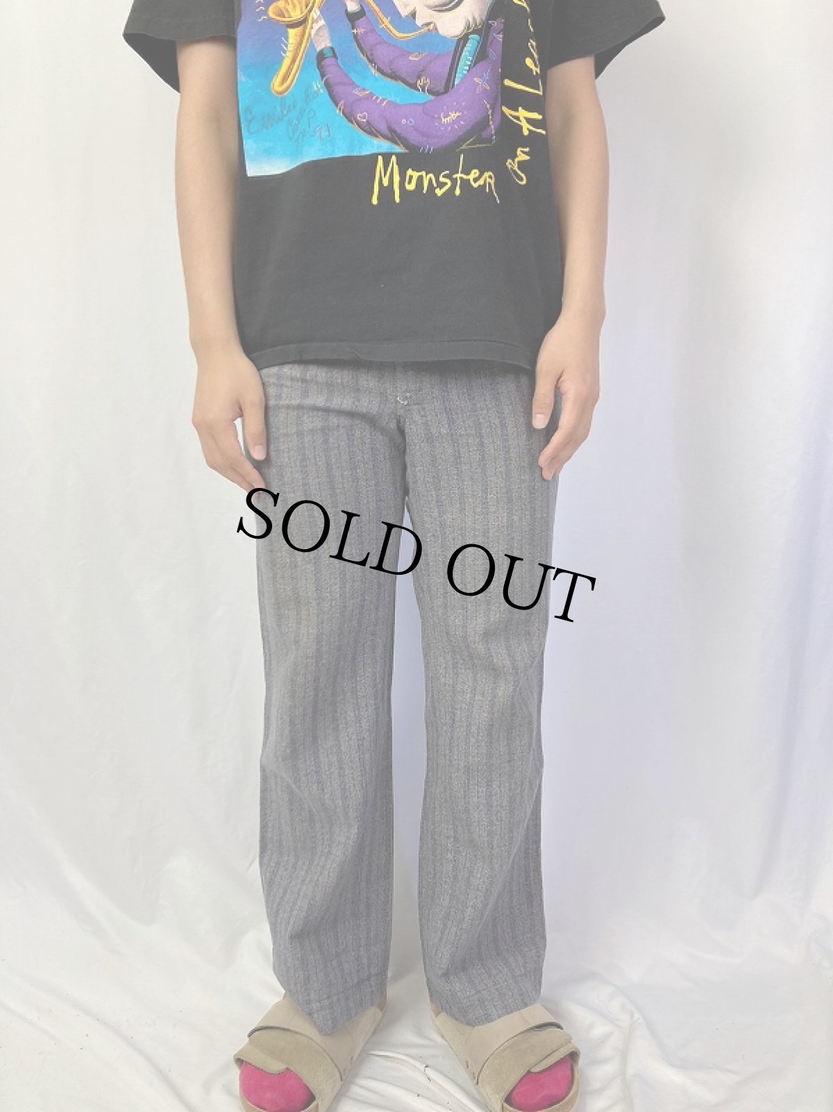 画像2: 40's 杢ストライプ コットンワークパンツ W30 (2)