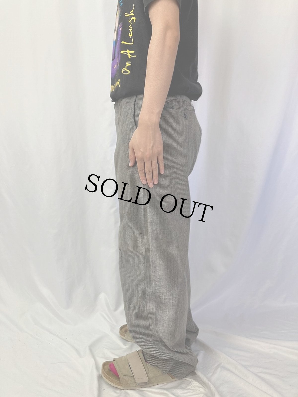 画像3: 40's 杢ストライプ コットンワークパンツ W31 (3)