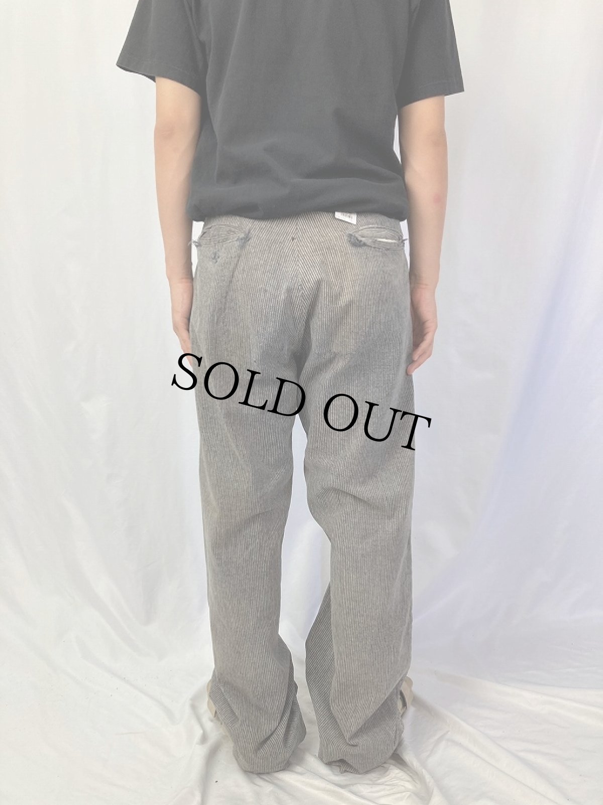 画像4: 40's 杢ストライプ コットンワークパンツ W31 (4)