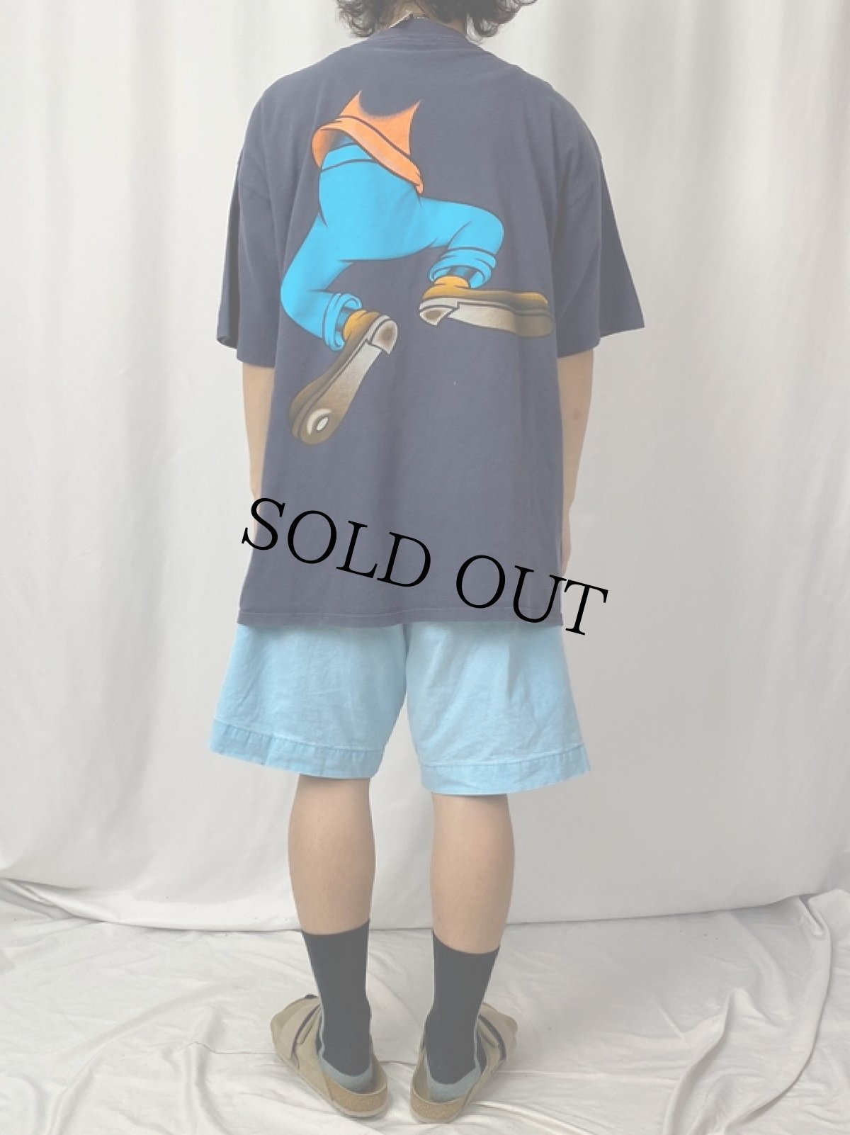 画像5: 90's MICKEY UNLIMITED "GOOFY" キャラクタープリントTシャツ NAVY XL　 (5)