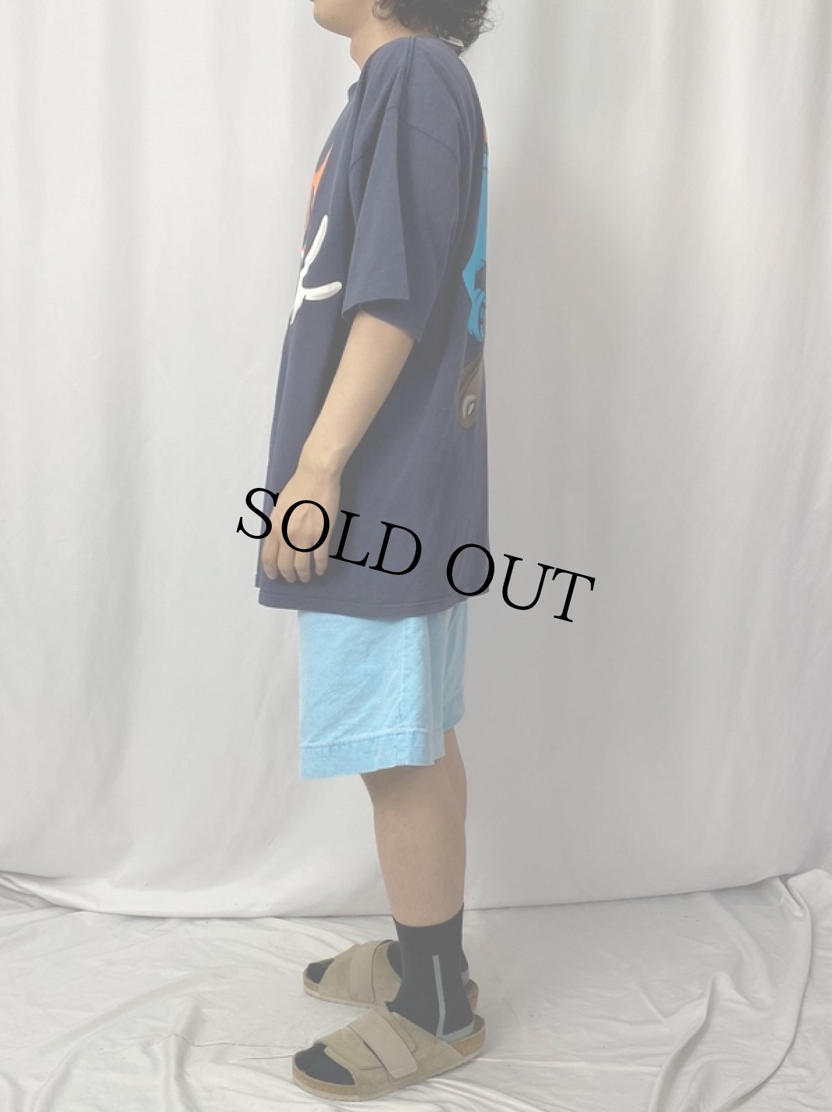 画像4: 90's MICKEY UNLIMITED "GOOFY" キャラクタープリントTシャツ NAVY XL　 (4)