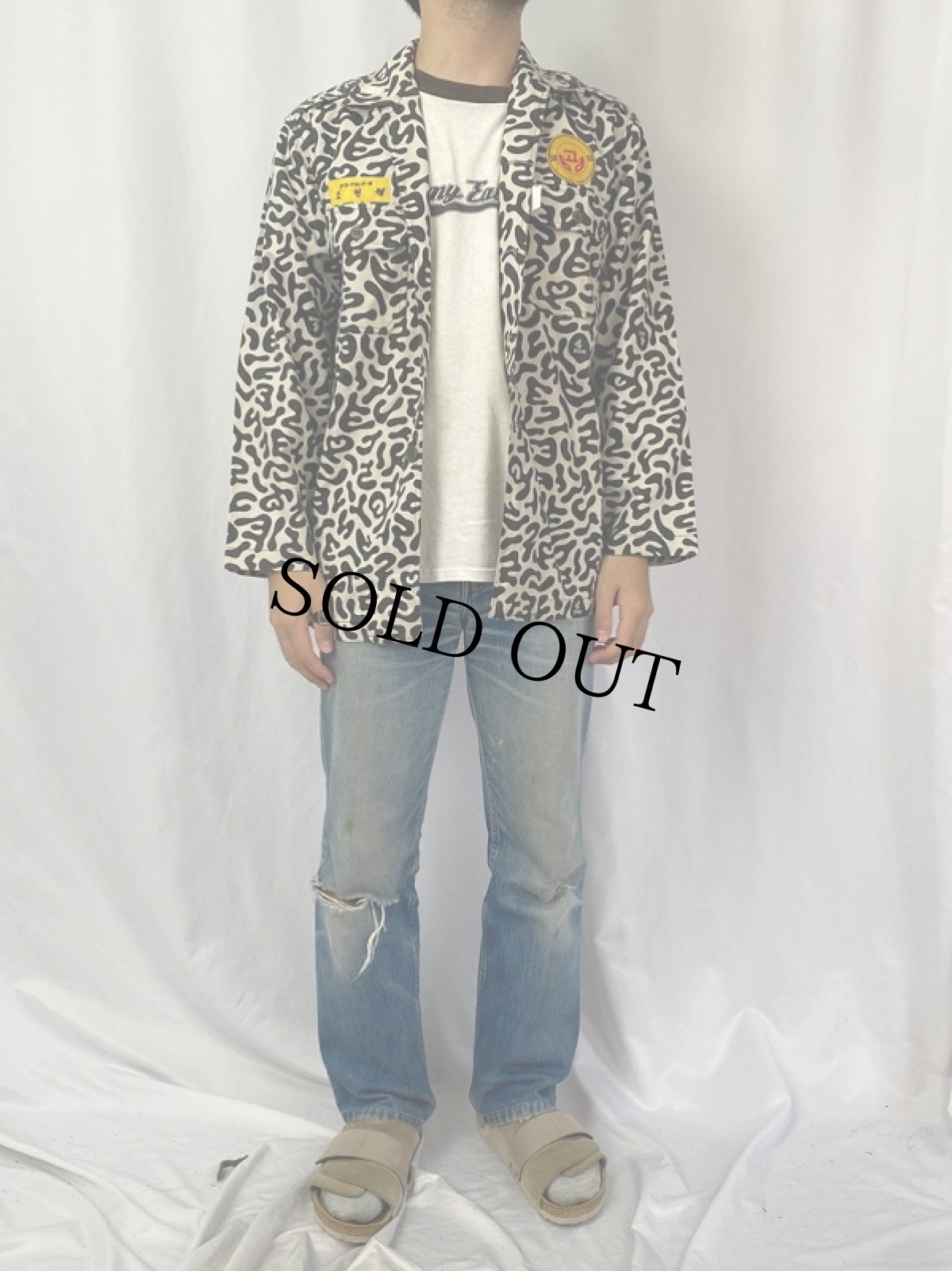 画像2: 70's 韓国 学生軍事訓練用 バクテリア迷彩 HBTシャツ (2)