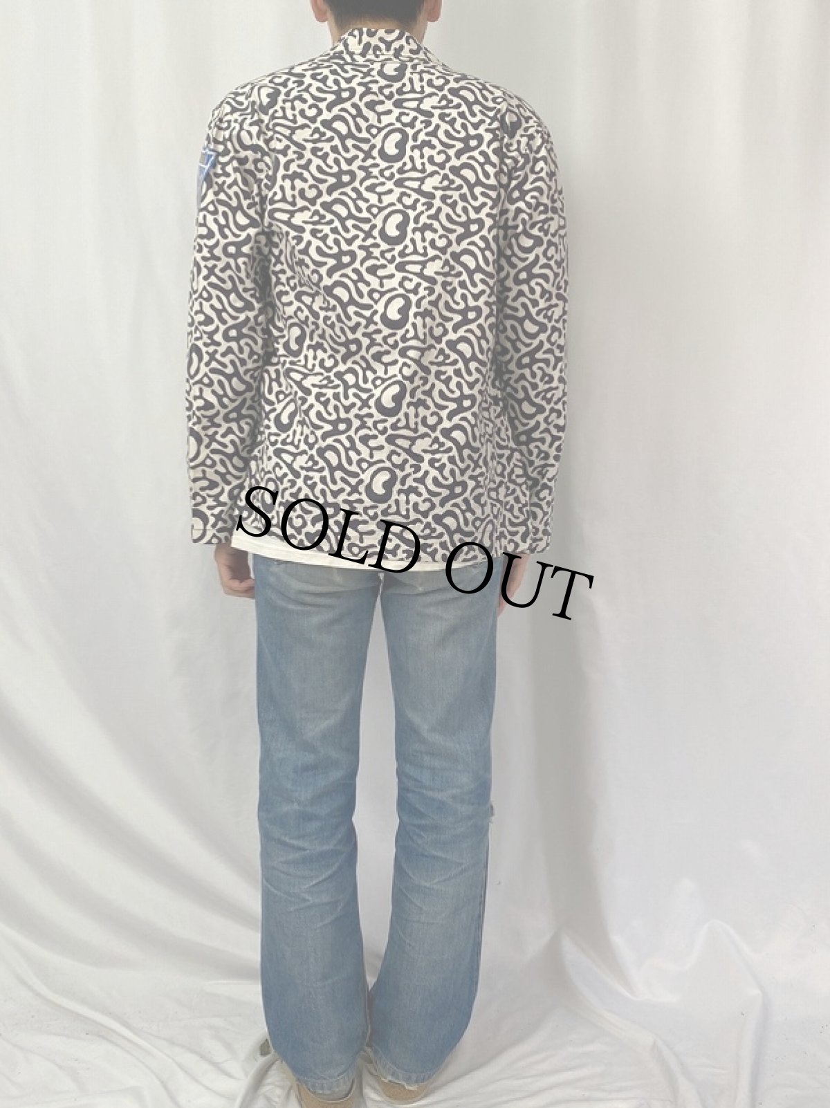 画像4: 70's 韓国 学生軍事訓練用 バクテリア迷彩 HBTシャツ (4)