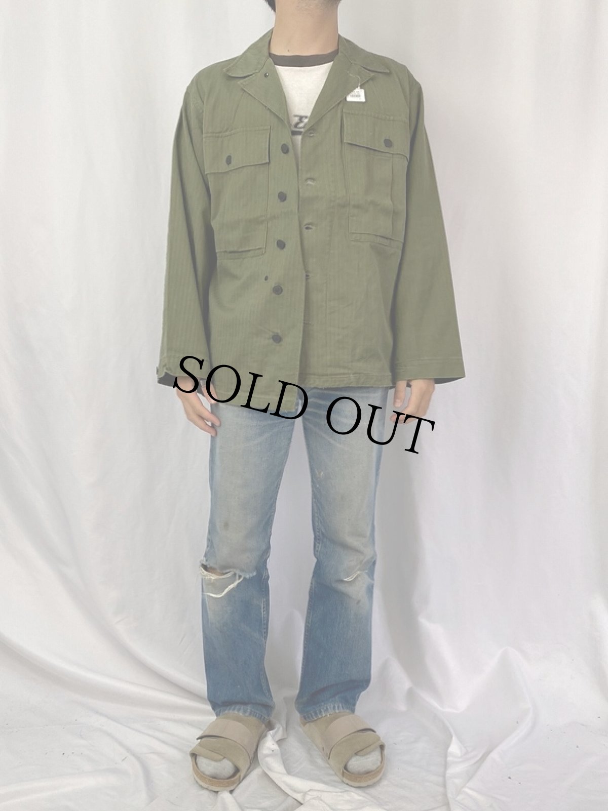 画像2: 40's U.S.ARMY 13スター M-43 HBTジャケット SMALL (2)