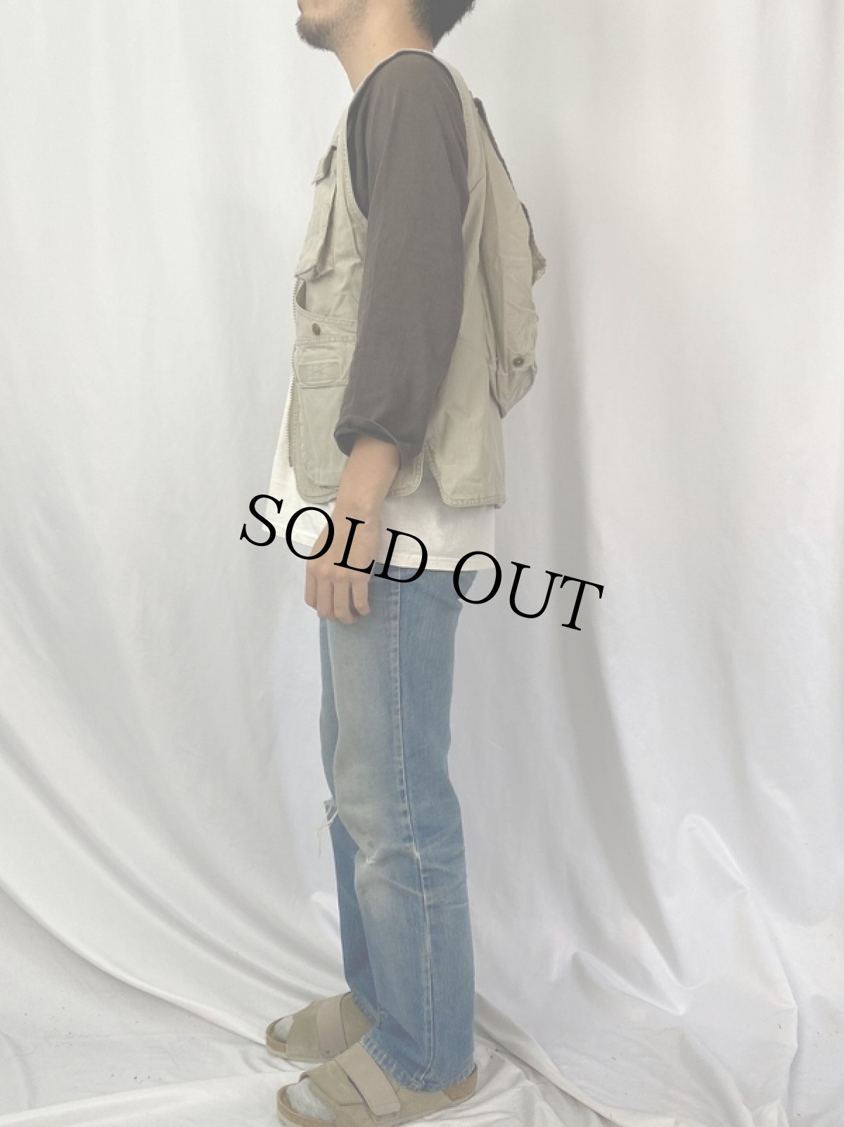 画像3: 90's BANANA REPUBLIC サファリベスト S (3)