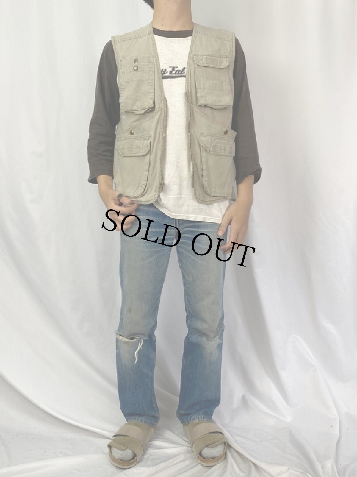 画像2: 90's BANANA REPUBLIC サファリベスト S (2)