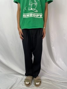 画像2: CITY STREETS ポリエステル×ウール 3タックズートスラックス BLACK W34 (2)