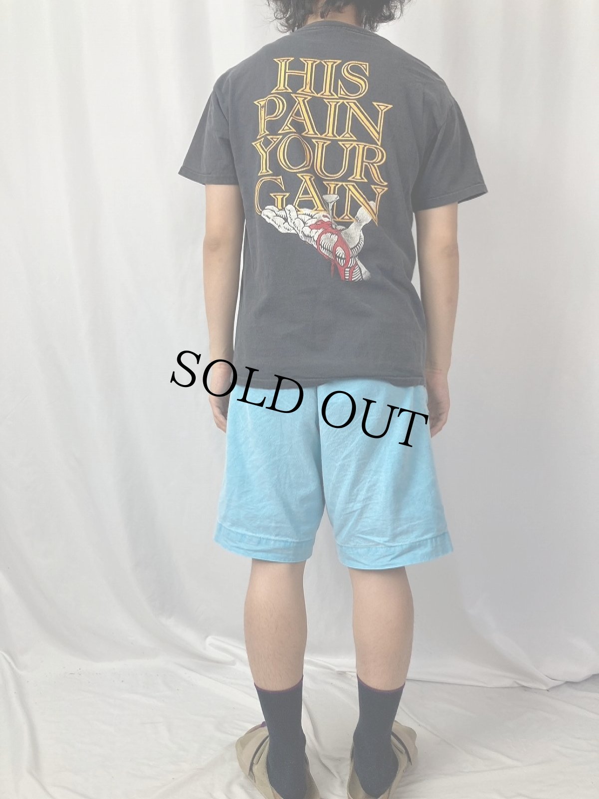 画像5: 90's LORD'S GYM "HIS PAIN YOUR GAIN" ジーザスプリントTシャツ BLACK M (5)