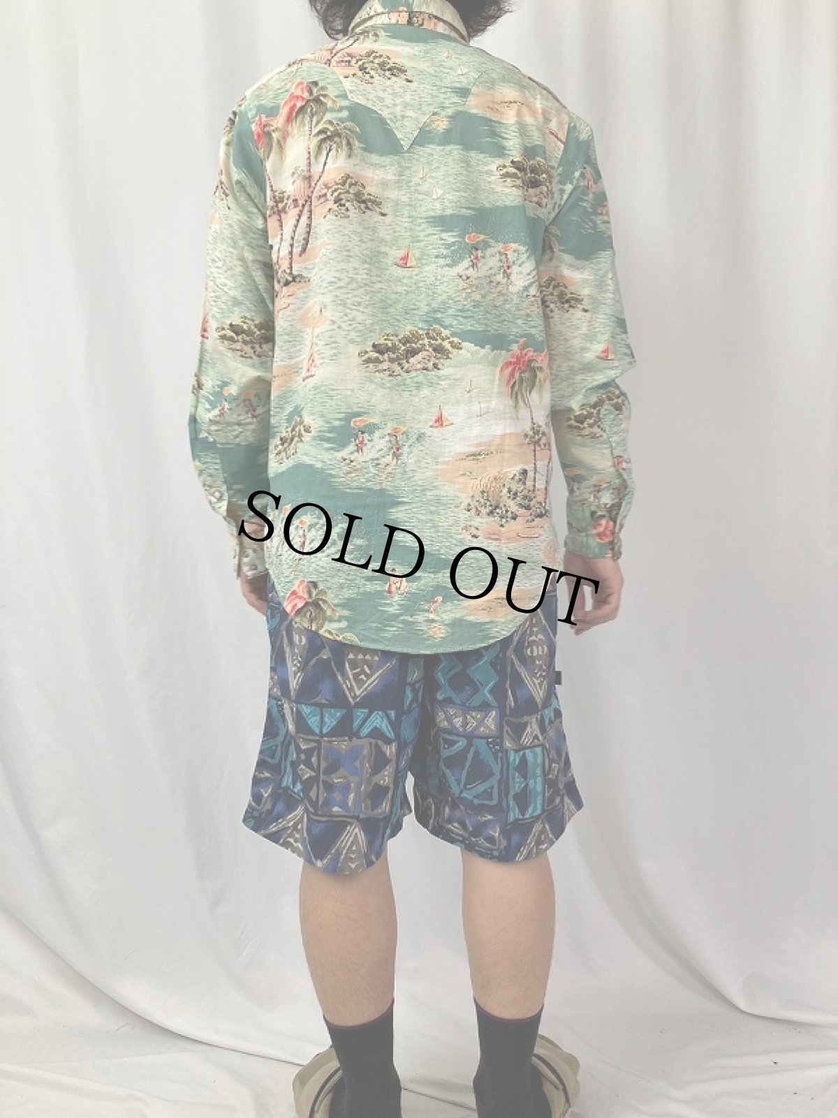 画像4: 80's Rockmount USA製 総柄 コットンウエスタンシャツ (4)