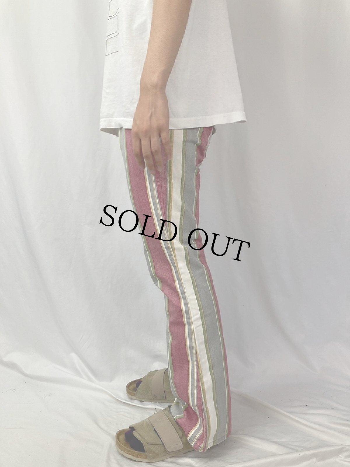 画像3: 70's Anvil マルチストライプ柄 ブーツカットパンツ W32 (3)