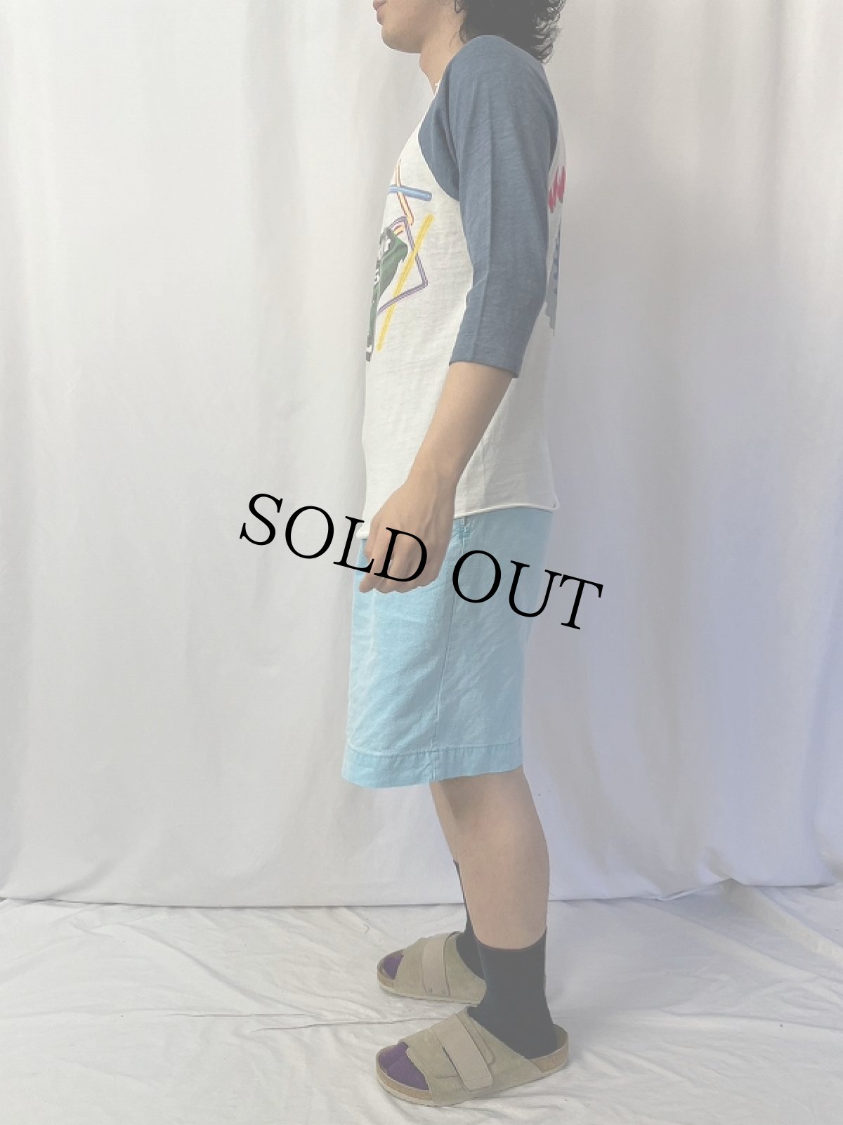 画像4: 80's The Cars "Heartbeat City Tour '84" ロックバンドラグランTシャツ (4)