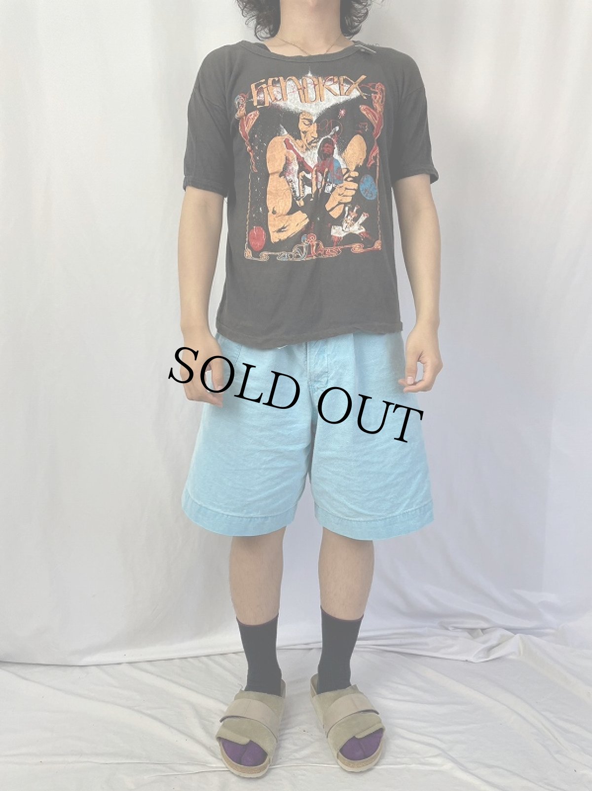 画像2: 70's Jimi Hendrix ロックミュージシャン プリントTシャツ (2)