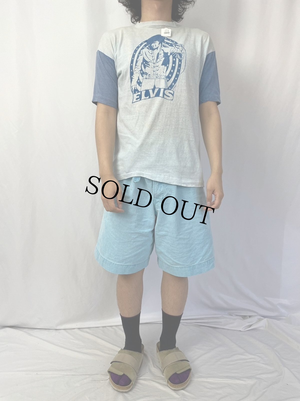 画像2: 70's ELVIS 染み込みプリント ロックシンガーTシャツ (2)