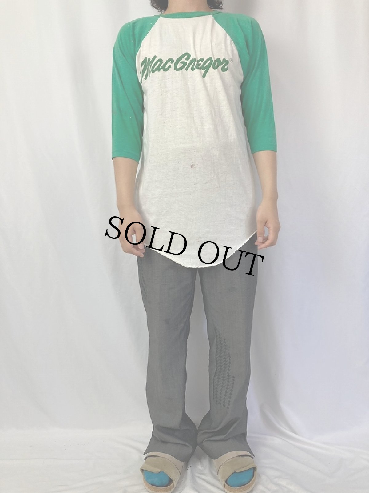 画像2: 80's MacGregor USA製 ロゴプリントラグランTシャツ L (2)