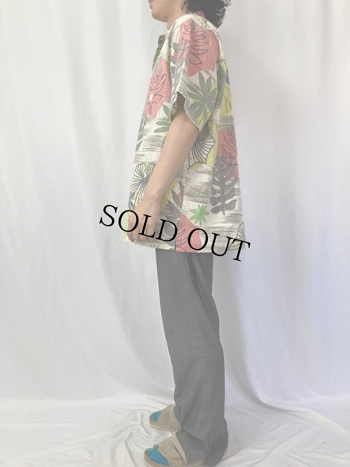 画像3: 90's reyn Spooner リーフ柄 スプーナークロス アロハシャツ L (3)