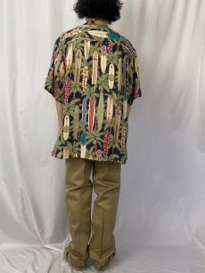 画像4: 【SALE】 80〜90's Reyn Spooner サーフボード柄 レーヨンアロハシャツ XL (4)