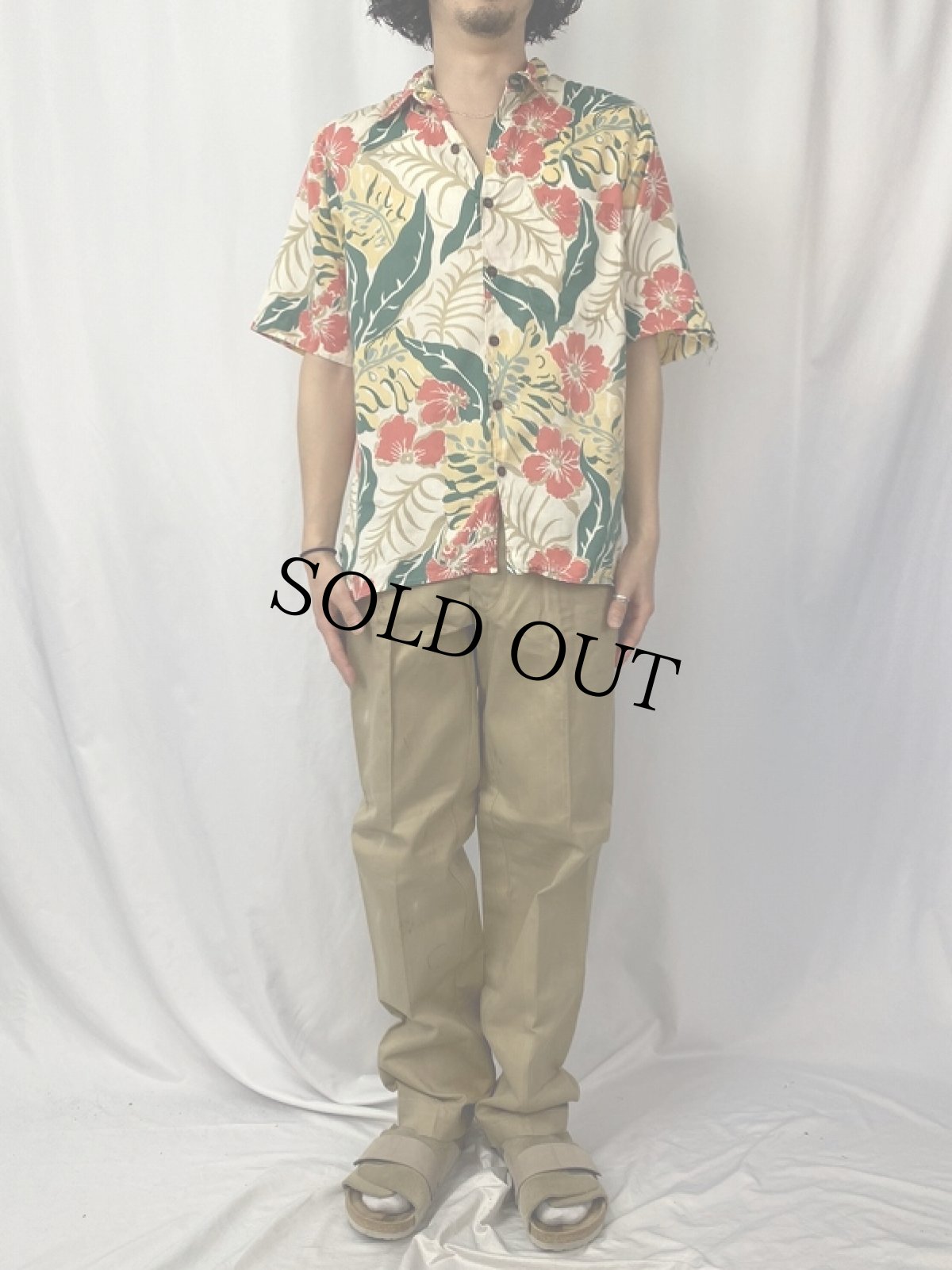 画像2: 80's〜90's Reyn Spooner オールオーバーパターン コットンアロハシャツ S (2)