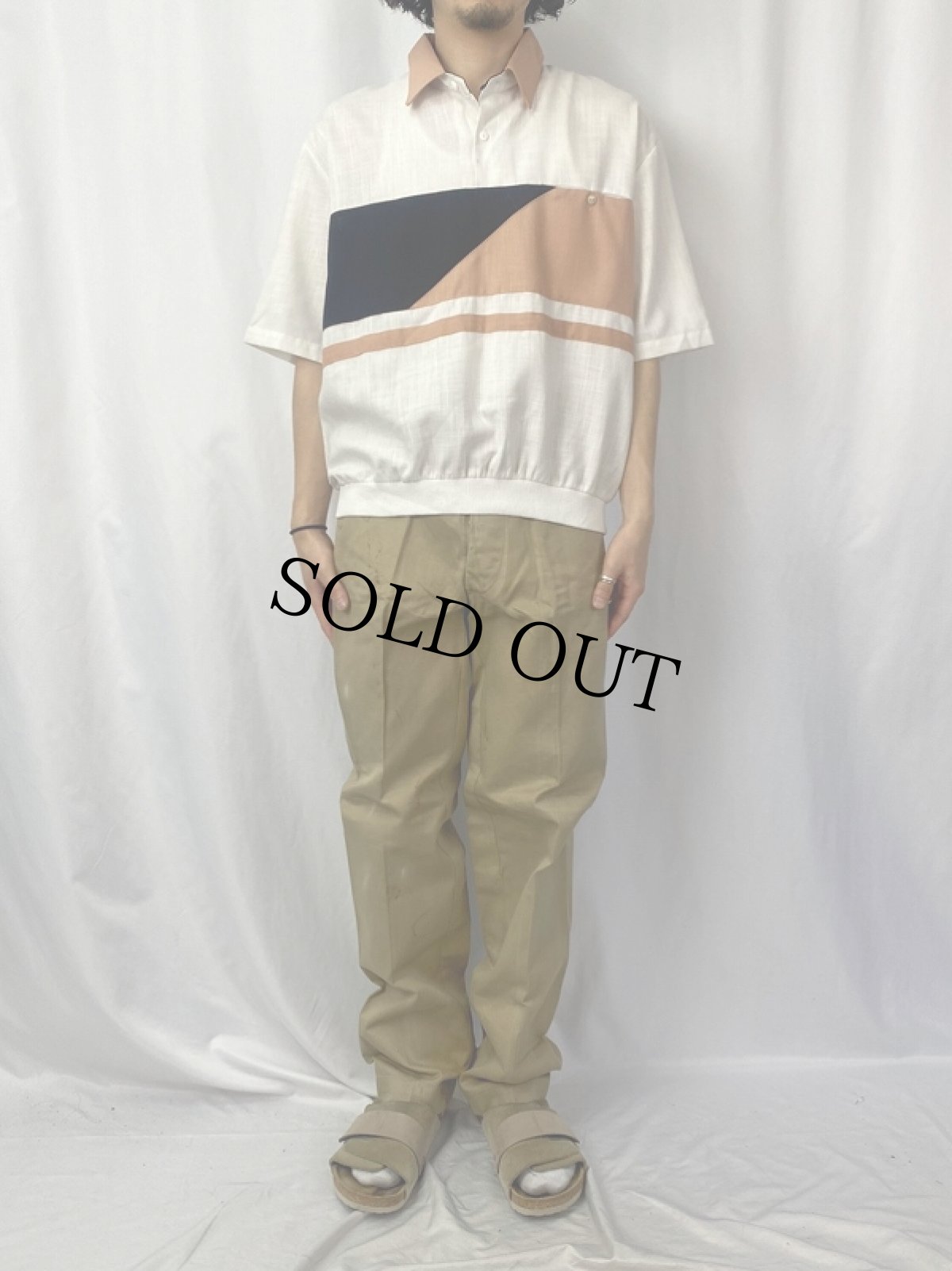 画像2: 80's Alan Stuart USA製 レーヨン×ポリエステル プルオーバーシャツ L (2)