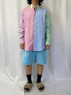 画像2: Ralph Lauren "CUSTOM FIT" ストライプ柄 クレイジーパターン ボタンダウンシャツ L (2)