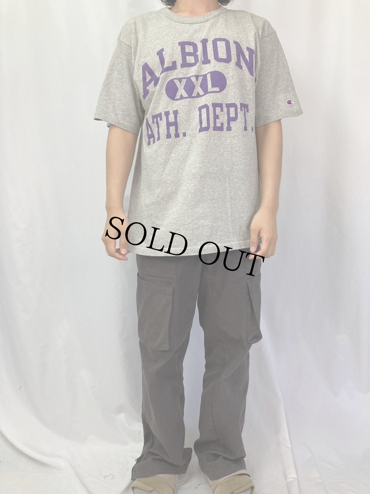 画像2: 90's Champion USA製 "ALBION ATH. DEPT." プリントTシャツ L (2)