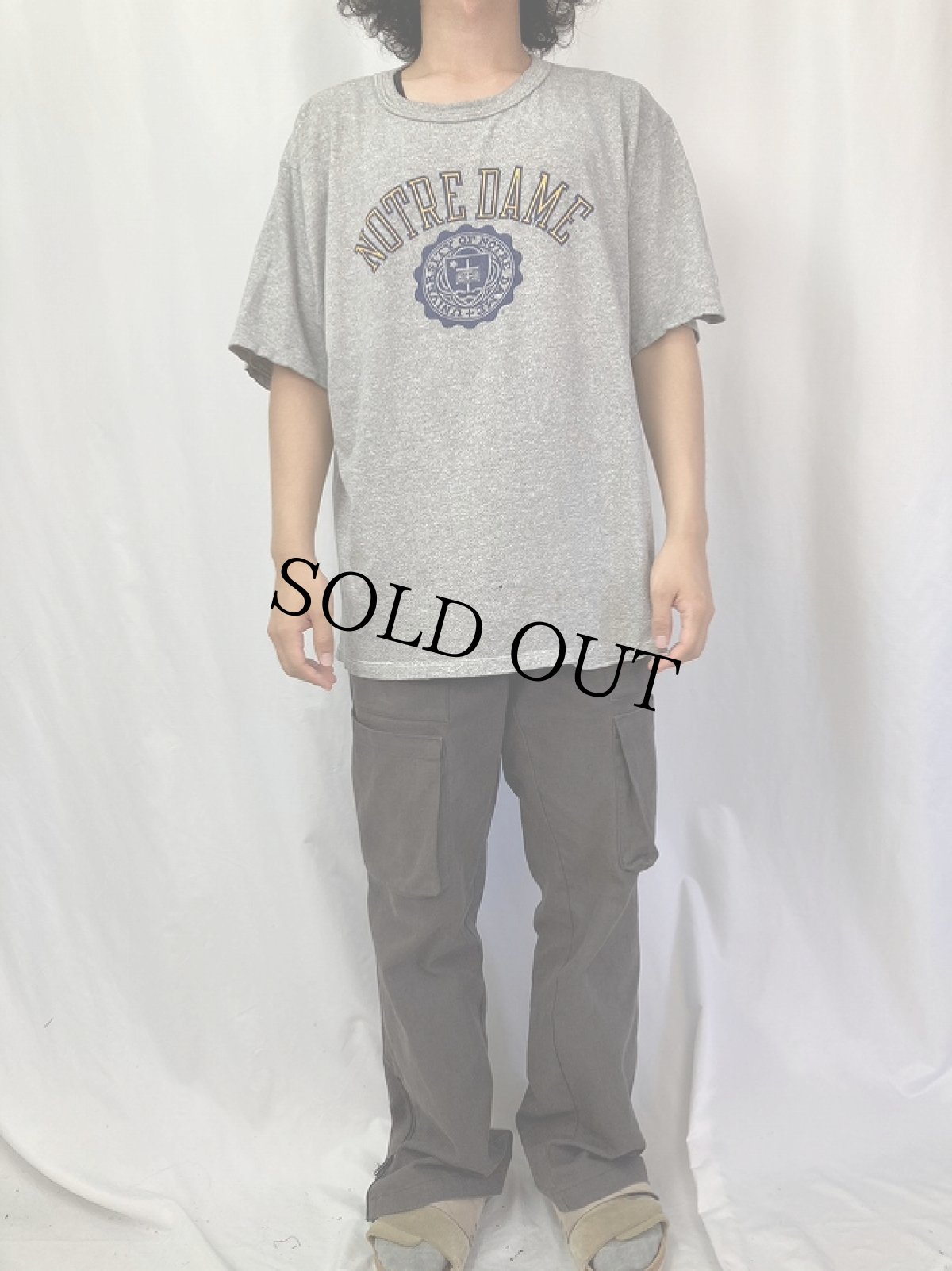 画像2: 90's Champion USA製 "NOTREDAME" プリントTシャツ XL (2)