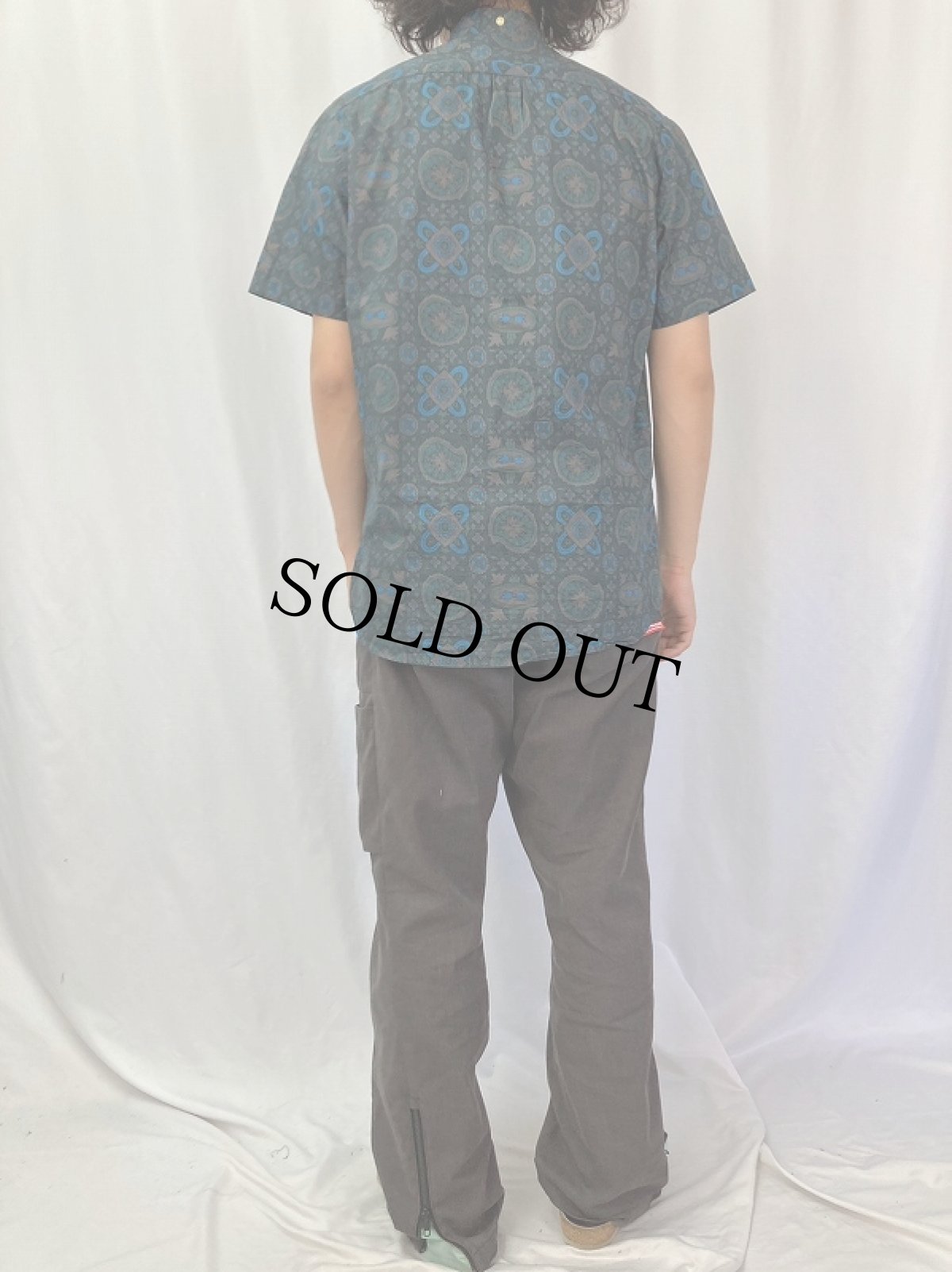 画像4: 80's KENNINGTON 総柄ボタンダウンコットンシャツ M (4)