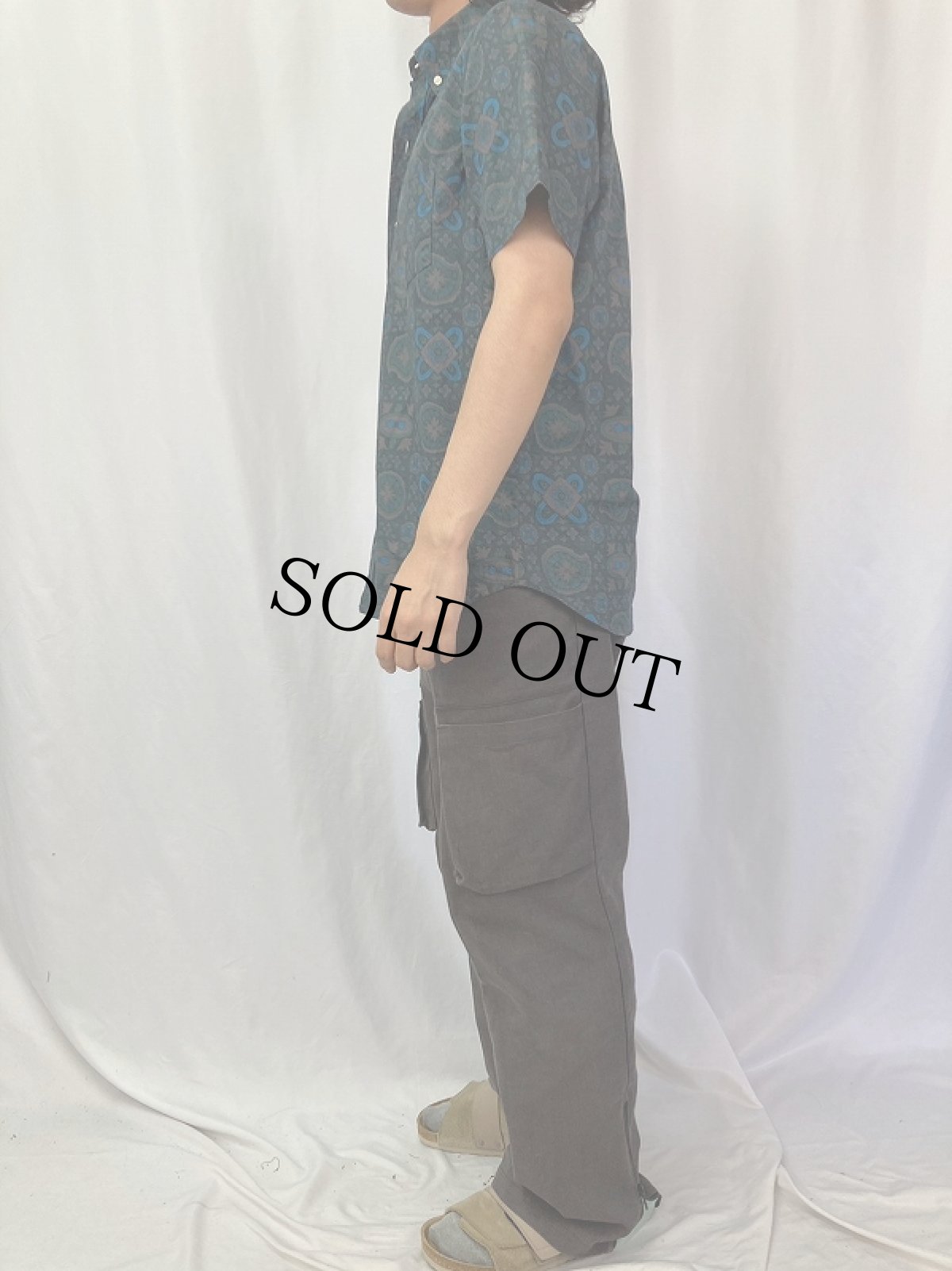 画像3: 80's KENNINGTON 総柄ボタンダウンコットンシャツ M (3)