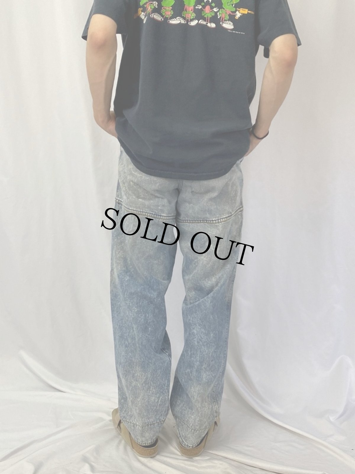 画像4: 90's BUGLE BOY ケミカルウォッシュ デザインデニムカーゴパンツ W31 (4)