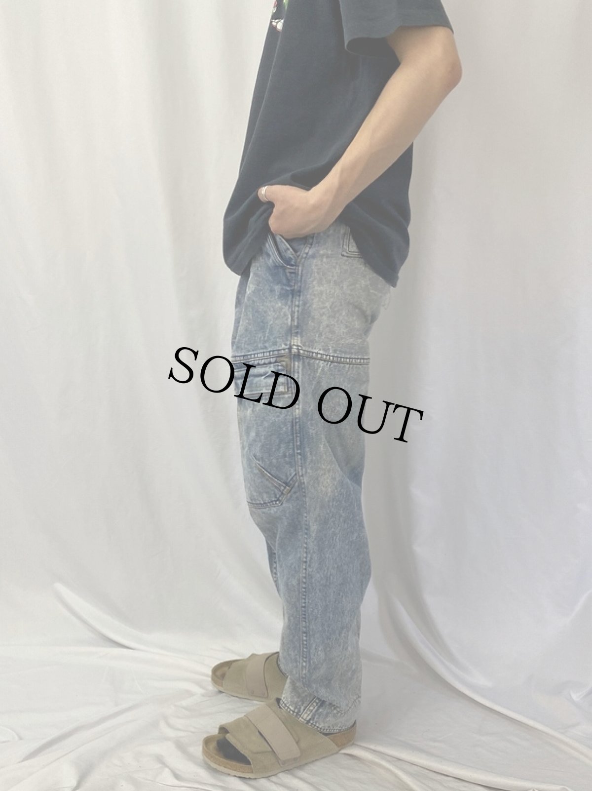 画像3: 90's BUGLE BOY ケミカルウォッシュ デザインデニムカーゴパンツ W31 (3)