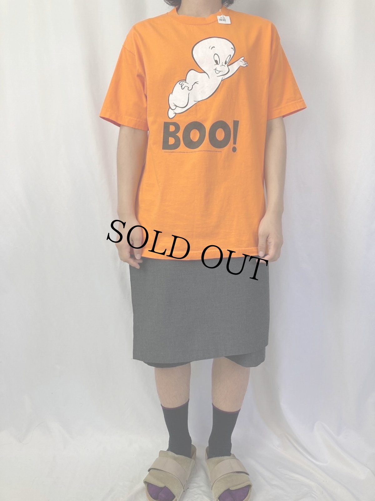 画像2: 2000's CASPER "BOO!" キャラクタープリントTシャツ L (2)