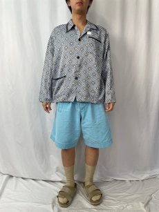 画像2: VINTAGE EURO コットン×レーヨン 総柄 パジャマシャツ (2)