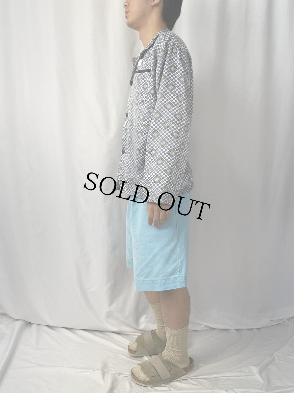 画像3: VINTAGE EURO コットン×レーヨン 総柄 パジャマシャツ (3)