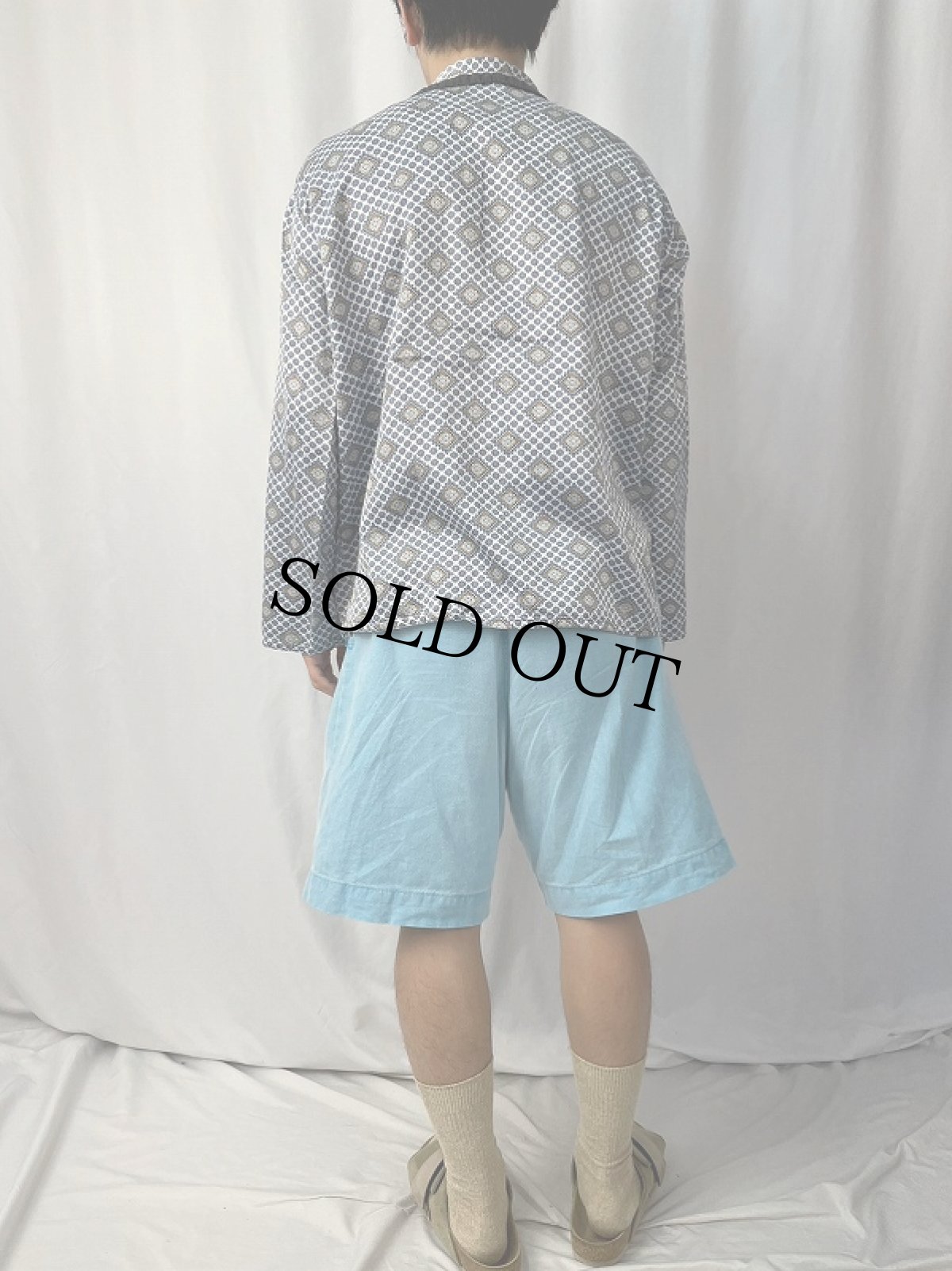 画像4: VINTAGE EURO コットン×レーヨン 総柄 パジャマシャツ (4)