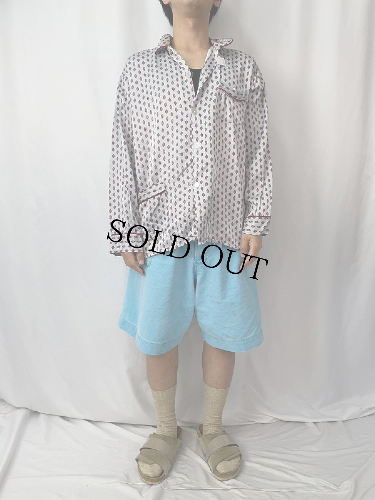 画像2: VINTAGE EURO 総柄 パジャマシャツ (2)