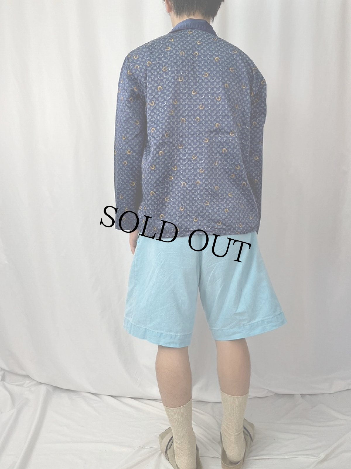 画像4: VINTAGE EURO コットン×レーヨン 総柄 パジャマシャツ (4)