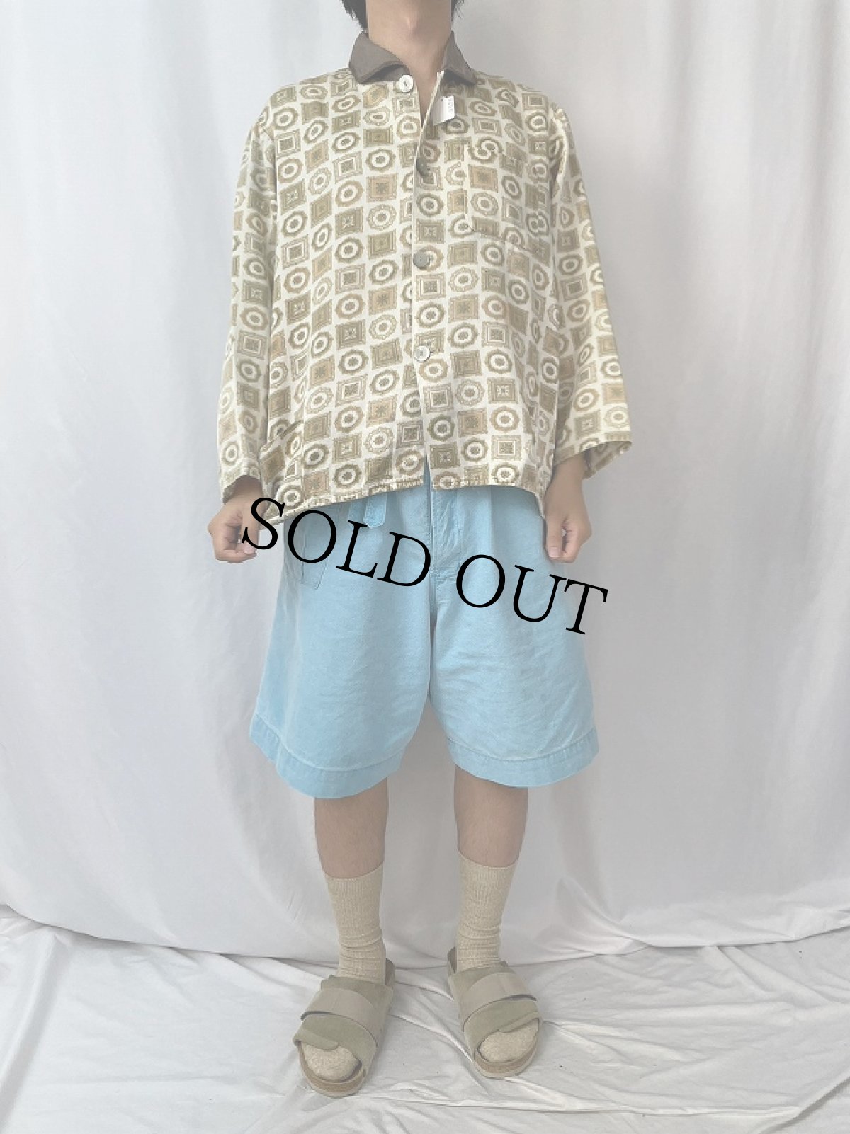 画像2: VINTAGE EURO FRANCE製 総柄 パジャマシャツ (2)