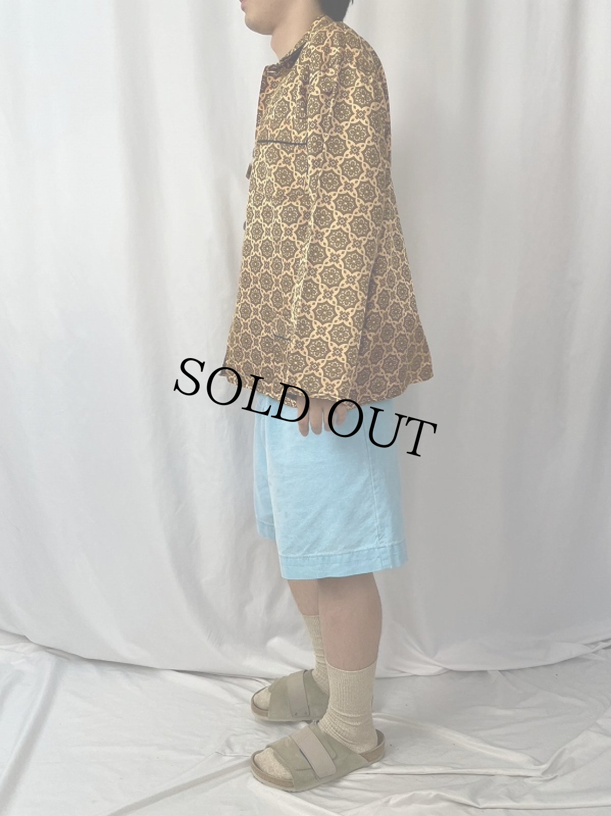 画像3: VINTAGE EURO 総柄 コットン×レーヨン パジャマシャツ (3)