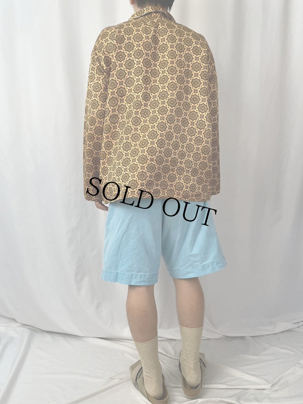 画像4: VINTAGE EURO 総柄 コットン×レーヨン パジャマシャツ (4)