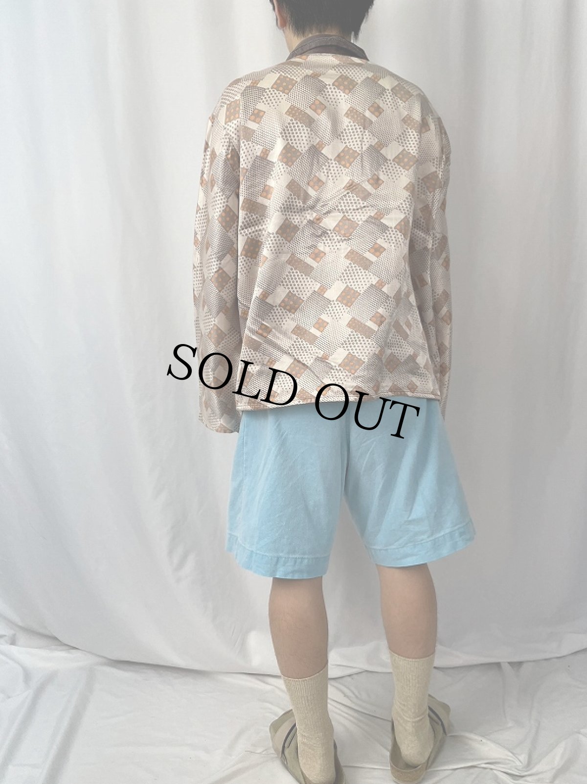 画像4: VINTAGE EURO 総柄 コットン×レーヨン パジャマシャツ (4)