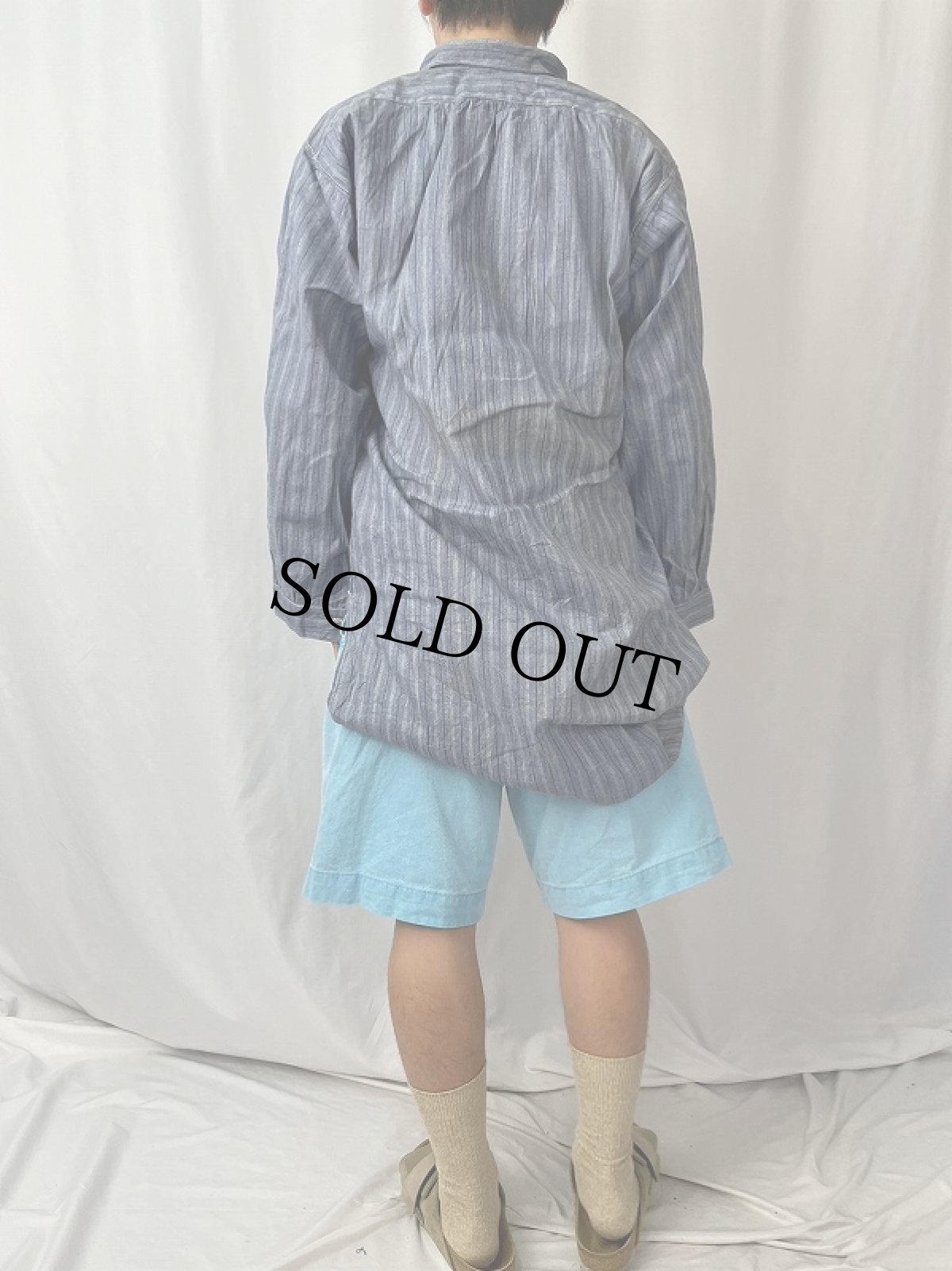 画像4: VINTAGE EURO ストライプ柄 グランパシャツ (4)