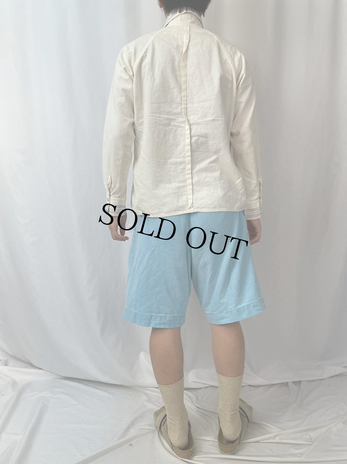 画像4: 刺繍デザイン コットンシャツ XL (4)